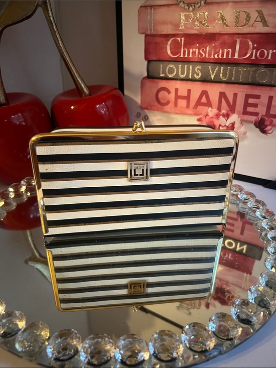 Handbags - Striped Black & White with Gold Trim jewelry box